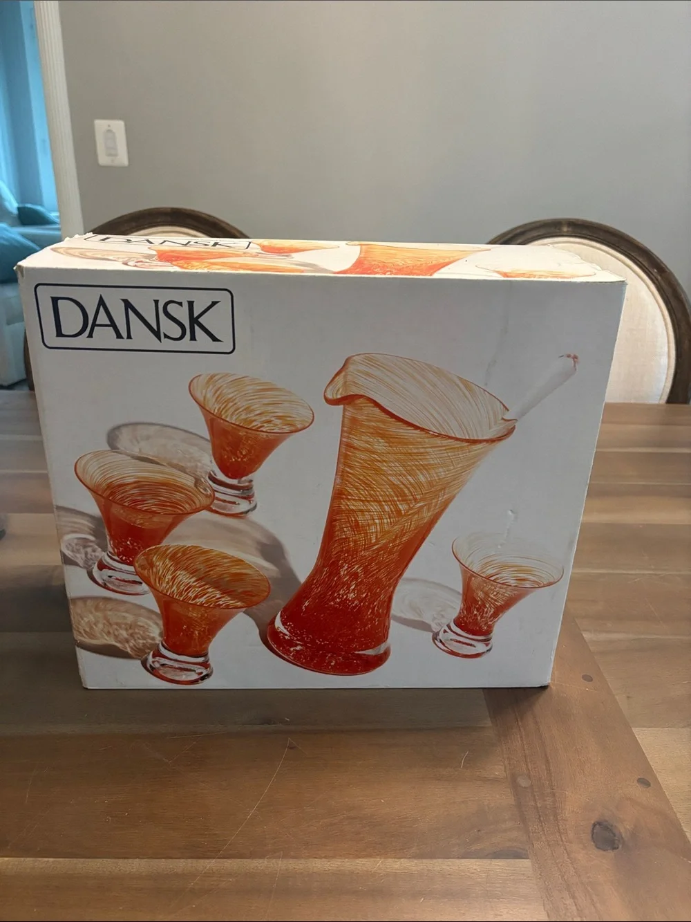 Dansk Swirl Glass Pitcher and Matching Tumblers Set